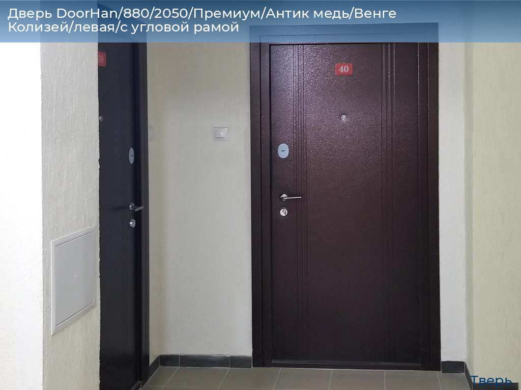 Дверь DoorHan/880/2050/Премиум/Антик медь/Венге Колизей/левая/с угловой рамой, tver.doorhan.ru